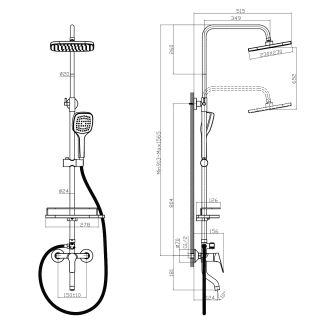 Душевая стойка Rossinka RS29-46 для ванны и душа